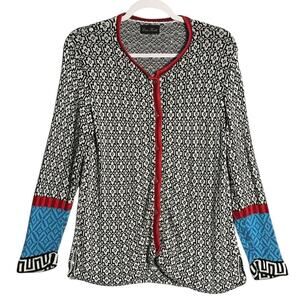 Lan Knits‎ Sz M 100% Bamboo Button Front Cardigan Geometric Limited Edition RARE